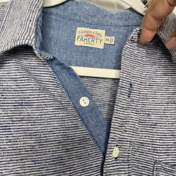 Faherty Collared Pullover Long Sleeve Top Sz XS - Picture 4 of 11